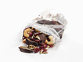 Chocolate break with kernels, cashew nuts and cranberries
