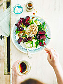 Roasted beetroot and goat’s cheese salad with walnuts