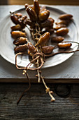 Date bunches on a plate