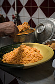 Tunisian couscous on a clay plate