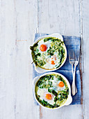 Baked eggs with spinach