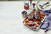 Rack of venison, roasted carrots and forager sauce