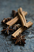 Star anise and cinnamon sticks