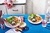 Steak haché with pommes frites and cheat's Béarnaise sauce