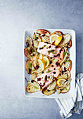 Baked salmon with potatoes and fennel