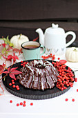 Autumnal chocolate ring cake