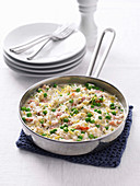 Oven-baked leek and bacon risotto
