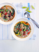 Thai meatball and noodle soup