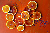 Blood orange, orange and edible petals