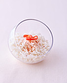 A bowl of rice with chilli