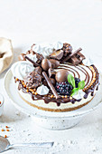 Cheesecake with chocolate and fruits
