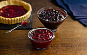 Two types of jam with a tart base