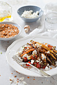 Healthy Lentil and carrot salad with Feta and Dukkah