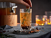 Apple and cinnamon drink with ginger