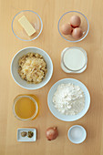 Ingredients for fried sauerkraut and pasta