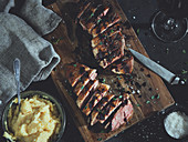 Smoked duck breast with mashed potatoes