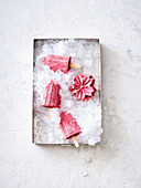 Raspberry and coconut ice lollies