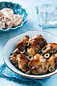 Roasted chicken with olives