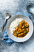 Turkey tikka masala with pepper and rice
