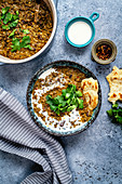 Dhal makhani with lentils and beans (India)