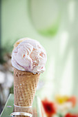 Berry ice cream in a cone