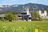 Church and castle at Goldegg am See, Pongau, Salzburger Land, Austria