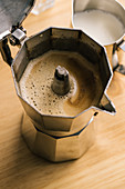 Geyser coffee maker and milk pitcher