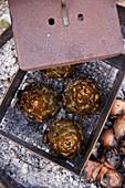 Grilled artichokes from the ember