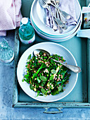 Green pearl barley salad with peas, mint, broccoli and courgettes