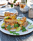 Grilled corn with togarashi, lime and coriander
