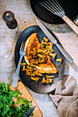 Omelette with fresh chanterelles