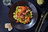 Ribbon pasta with lobster