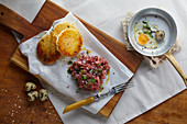Beef tartare with quail egg