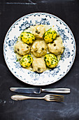 Vegan meatballs with parsley potatoes