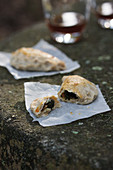 Empanada with spinach and pine nut filling