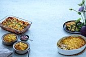 Buffet with various baked gratins