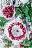 Raspberry meringue wreath