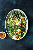 Green anti-pasti vegetables with egg