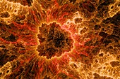 Fire rocks in space, fractal illustration