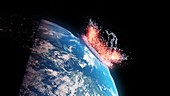 Asteroid impacting Earth, illustration