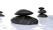 Floating stones, illustration
