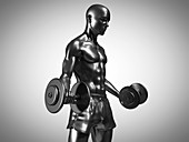 Man lifting dumbbells, illustration