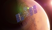 Space station orbiting Mars, illustration