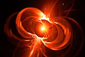 Spinning neutron star, abstract illustration