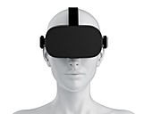Woman wearing a VR headset, illustration