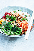 Rice noodle bowl with vegetables (Asia)