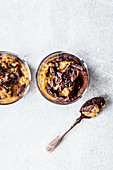 Fast avocado chocolate mousse with passion fruit