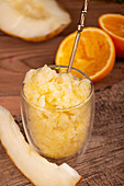 Refreshing melon and orange fruit sorbet