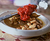 Lamb tagine with almonds and tomato jam