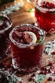 Vibrant red cocktail with pomegranate juice